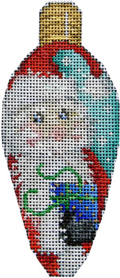 click here to view larger image of Santa with Blue Gift Light Bulb (hand painted canvases)