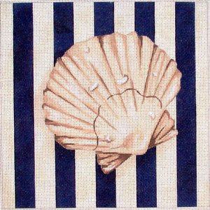 click here to view larger image of Scallop Shell Square / Stripes (hand painted canvases)
