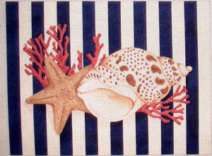 click here to view larger image of Shell/Starfish Stripes (hand painted canvases)
