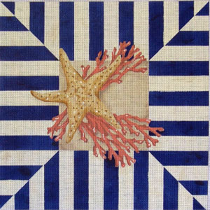 click here to view larger image of Starfish / Coral Square (hand painted canvases)