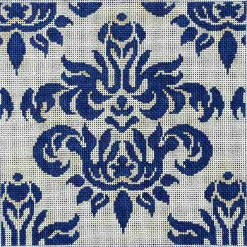 click here to view larger image of Cream / Navy Damask - Small (hand painted canvases)