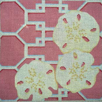 click here to view larger image of Sand Dollars on Lattice / Pink (hand painted canvases)