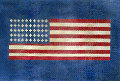 click here to view larger image of US Flag w/Blue Background (hand painted canvases)