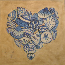 click here to view larger image of Heart Shells (hand painted canvases)