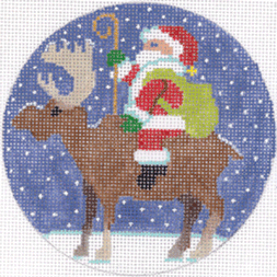 click here to view larger image of Santa Riding Moose (hand painted canvases)