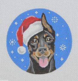 click here to view larger image of Doberman Santa (hand painted canvases)
