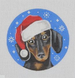 click here to view larger image of Daucshund Santa (hand painted canvases)
