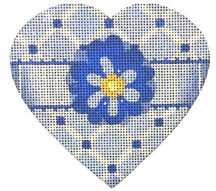 click here to view larger image of Blue and White Diamond Heart (hand painted canvases)