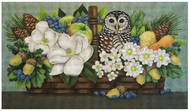 click here to view larger image of Owl Basket (hand painted canvases)