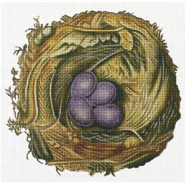click here to view larger image of Nest With Purple Eggs (hand painted canvases)