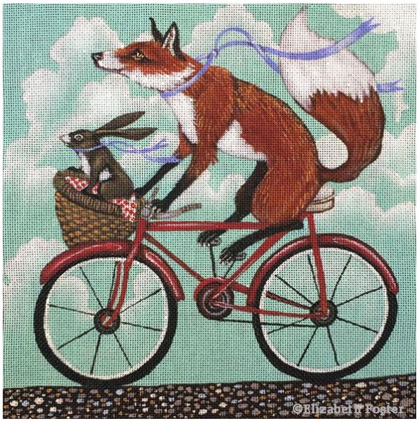 click here to view larger image of Fox and Rabbit Bike Ride (hand painted canvases)