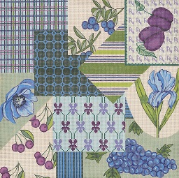 click here to view larger image of Fabric Sample - Blue / Green / Purple (hand painted canvases)