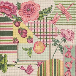 click here to view larger image of Fabric Sample - Pink / Green (hand painted canvases)