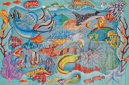 click here to view larger image of Reef Dweller Rug (hand painted canvases)