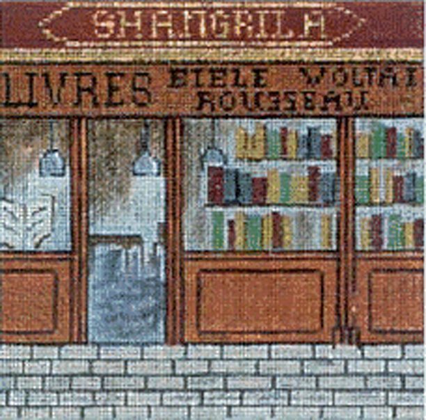 click here to view larger image of French Scenes - Bookstore (hand painted canvases)