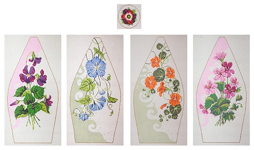click here to view larger image of Floral Tuffet (hand painted canvases)