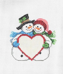 click here to view larger image of Ornament - Snow Couple  (hand painted canvases)