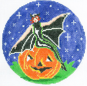 click here to view larger image of Witch on a Pumpkin (hand painted canvases)