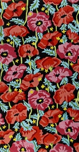 click here to view larger image of Orange and Pink Poppies - Black Background (hand painted canvases)