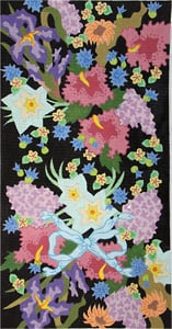 click here to view larger image of Iris Ribbon Floral - Black Background (hand painted canvases)