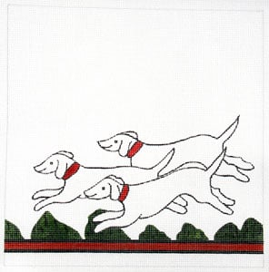 click here to view larger image of Hunt Pillow - Hounds (hand painted canvases)