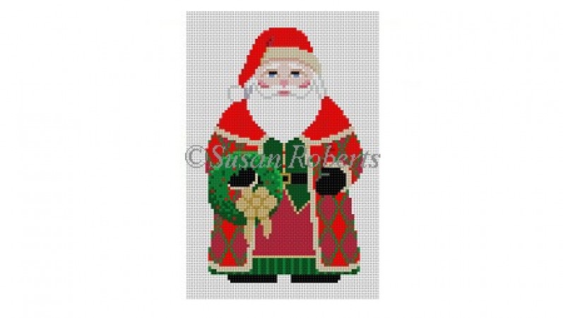 click here to view larger image of Santa w/Wreath (hand painted canvases)