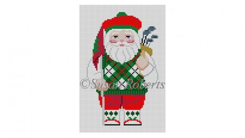 click here to view larger image of Santa Golfing (hand painted canvases)
