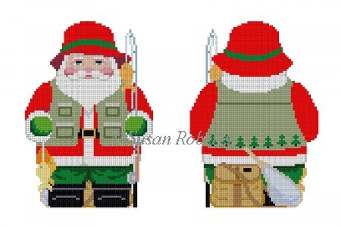 click here to view larger image of Fishing Santa Two Sided (hand painted canvases)