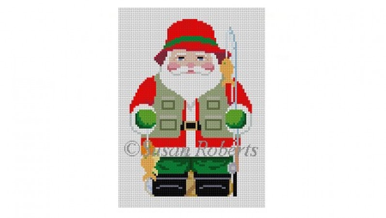 click here to view larger image of Fishing Santa (hand painted canvases)