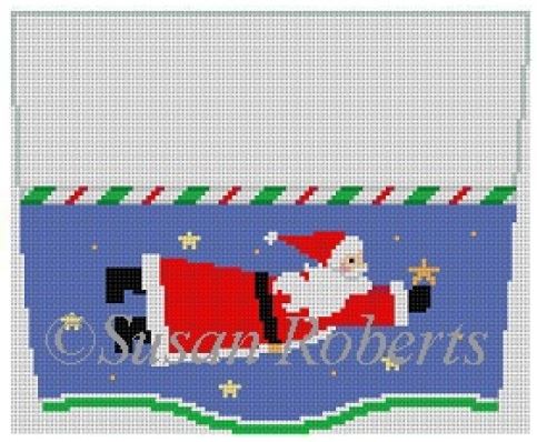 click here to view larger image of Santa Flying Stocking Topper (hand painted canvases)