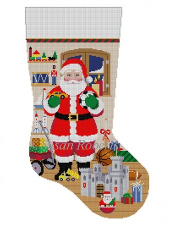 click here to view larger image of Santa with Castle/Boy Toys Stocking (hand painted canvases)