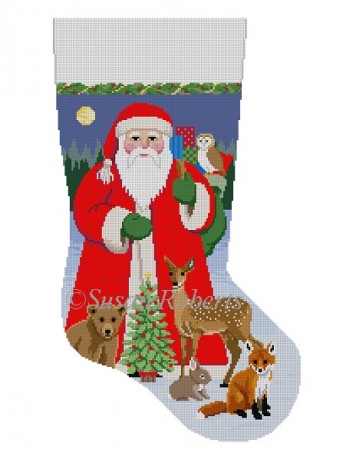 click here to view larger image of Santa with Bay Forest Animals Stocking (hand painted canvases)