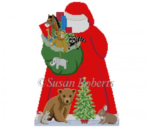 click here to view larger image of Santa with Baby Forest Animal Tree Topper Back (hand painted canvases)