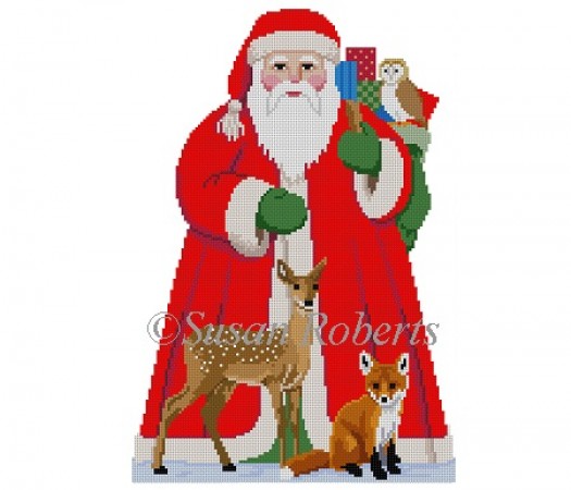 click here to view larger image of Santa with Baby Forest Animal Tree Topper front (hand painted canvases)