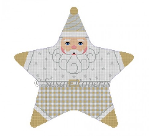 click here to view larger image of Star Gold Silver Santa Tree Topper (hand painted canvases)