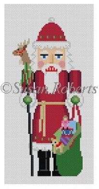 click here to view larger image of Santa with Reindeer Staff Nutcracker (hand painted canvases)