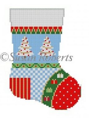 click here to view larger image of Patchwork Star Mini Sock (hand painted canvases)