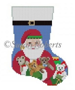 click here to view larger image of Teddy Santa Mini Sock (hand painted canvases)