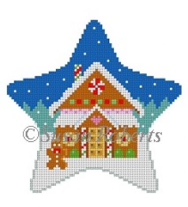click here to view larger image of Gingerbread House Star (hand painted canvases)