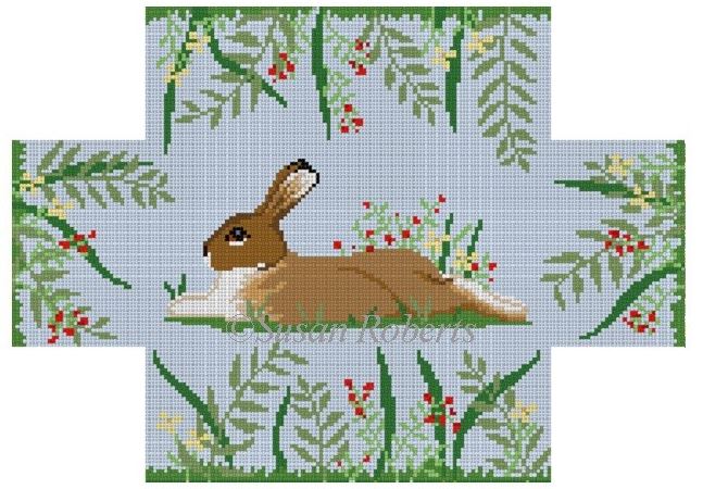 click here to view larger image of Rabbit in Flowers Brick Cover (hand painted canvases)