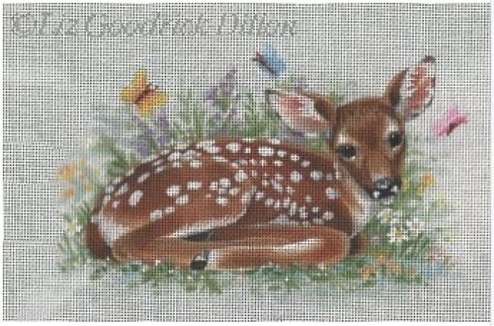 click here to view larger image of Fawn and Butterflies (hand painted canvases)