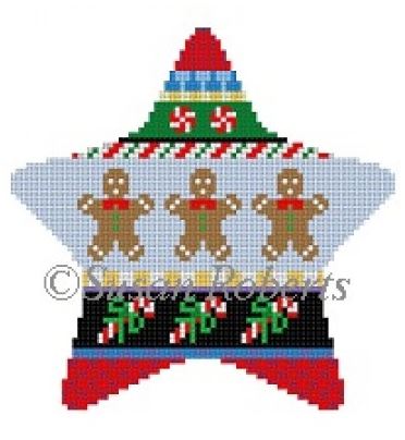 click here to view larger image of Gingerbread Stripe Star (hand painted canvases)