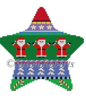 click here to view larger image of Santa Stripe Star (hand painted canvases)