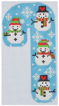 click here to view larger image of Blue Snowman Candy Cane (hand painted canvases)