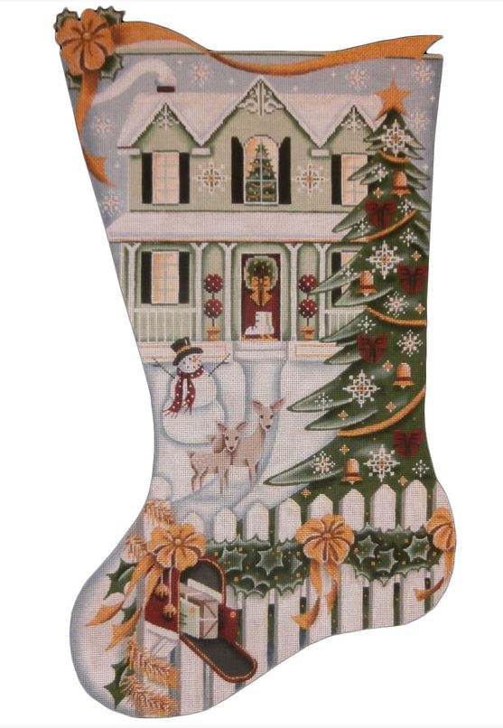 click here to view larger image of Green House Stocking (hand painted canvases)