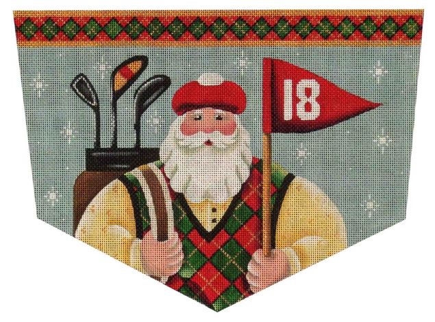 click here to view larger image of Golfing Santa Cuff - 18ct (hand painted canvases)
