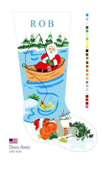 click here to view larger image of Fishing Santa - 13M (printed canvas)
