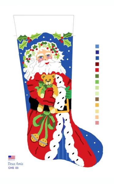click here to view larger image of Santa & Teddy - 13M (printed canvas)