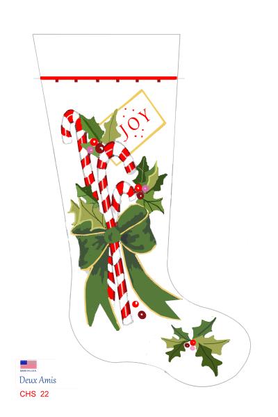 click here to view larger image of Candy Canes & Bow - 18M (printed canvas)
