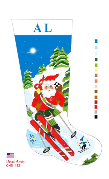 click here to view larger image of Skiing Santa - 18M (printed canvas)